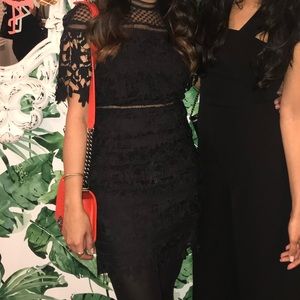 asos black mesh and lace cut out dress